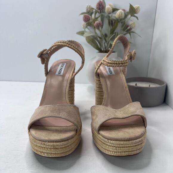 Steve Madden Strada Raffia Espadrille Block Heel Platform Women's 11 Summer - Picture 2 of 11